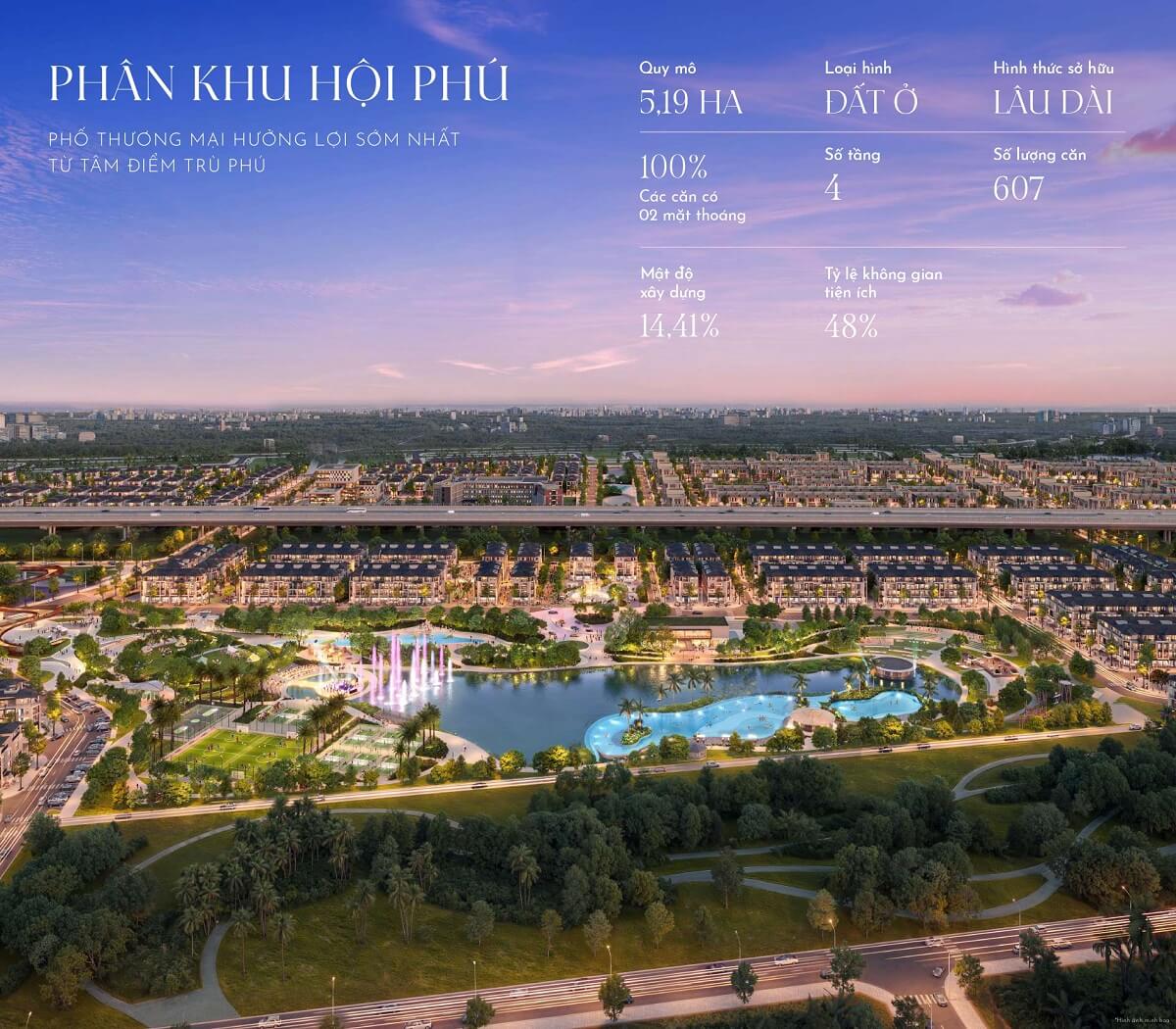 Phân khu Hội Phú quy mô 5,19ha với 607 căn nhà phố
